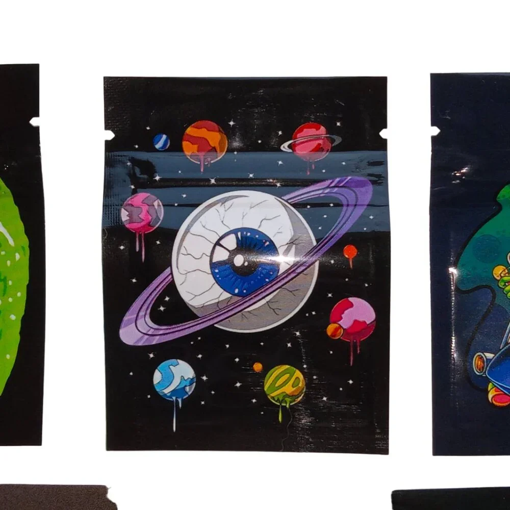 5 Trippy Mylar Bags, Herbal Psychedelic Zip Lock Printed Pouches, Space, Alien.. - Picture 12 of 16